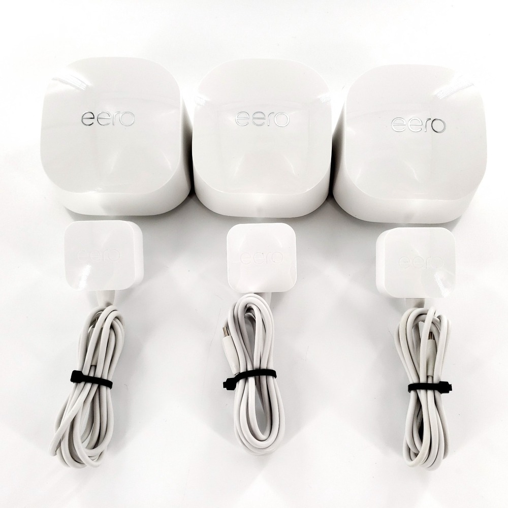 Eero 6+ Dual-Band AX3000 Wi-Fi Mesh Router Lot Of 3 R010001 White w/ Adapters